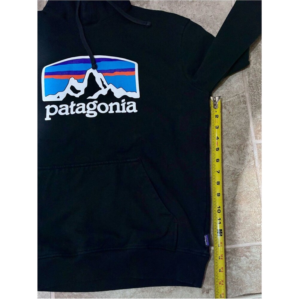 Patagonia Uprisal Fitz Roy Mountain Logo Hoodie Black Men’s Medium EUC - Picture 9 of 11